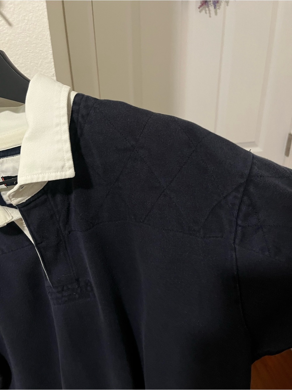 J. Crew Navy Long-Sleeve Rugby Shirt with White Collar - Picture 2 of 6